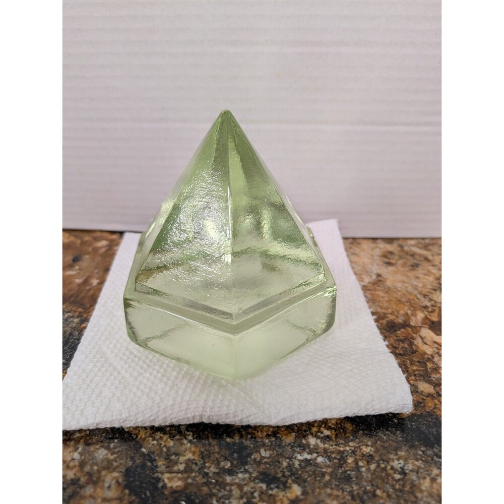 Vintage Ship Deck Prism Light Green Glass Hexagon Pyramid Nautical 4.5”